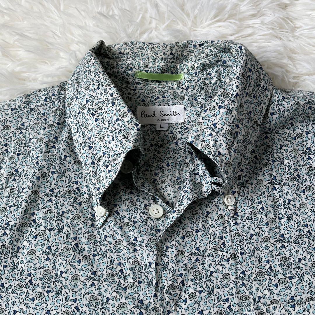PaulSmithポールスミス花柄　半袖　シャツ開襟　オープンカラーボタンダウン
