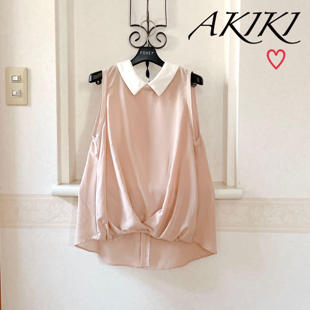 Drawer - akiki ブラウス dots bow tie×cape blouse/navy - akiki