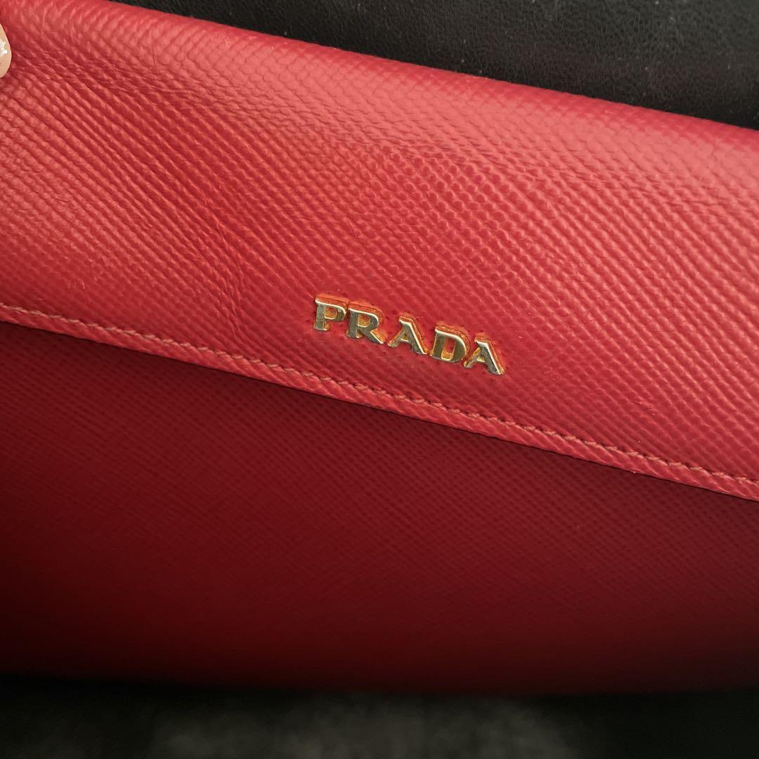 PRADA サファイアーノ　赤　トートバッグ【値下げ可】