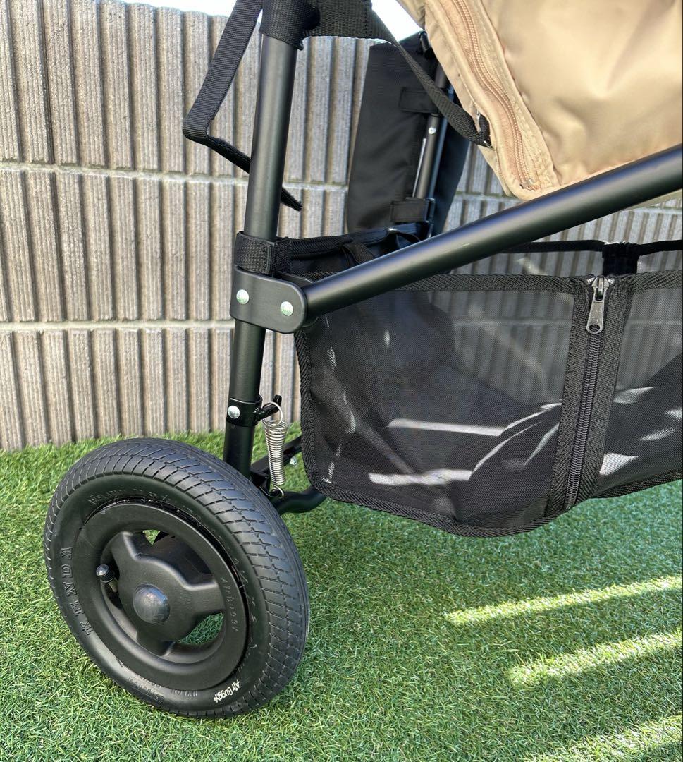 美品　エアバギーココ ベビーカー ベージュ ストライプ柄