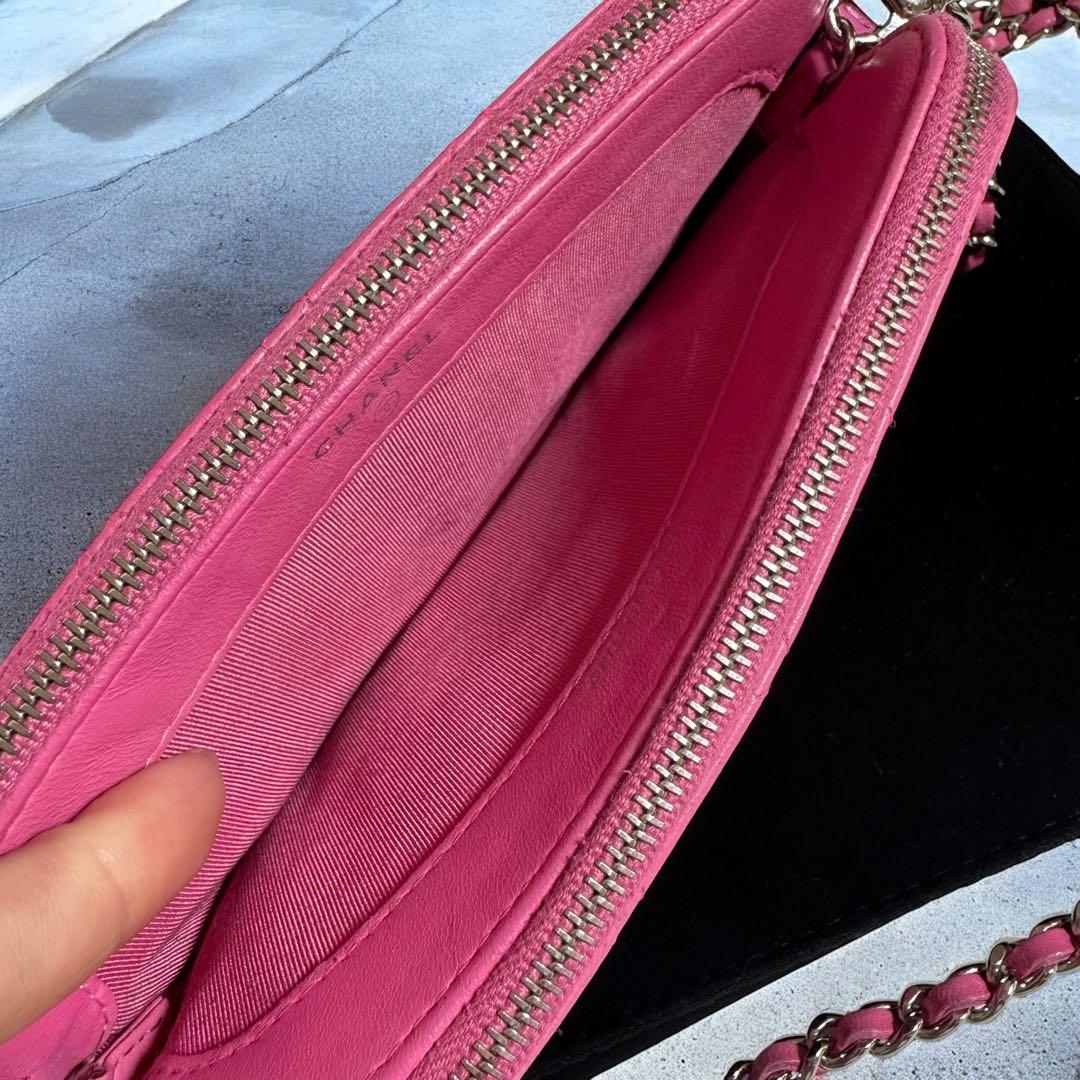 超美品★CHANEL ラムスキン　マトラッセ☆チェーンショルダーウォレット