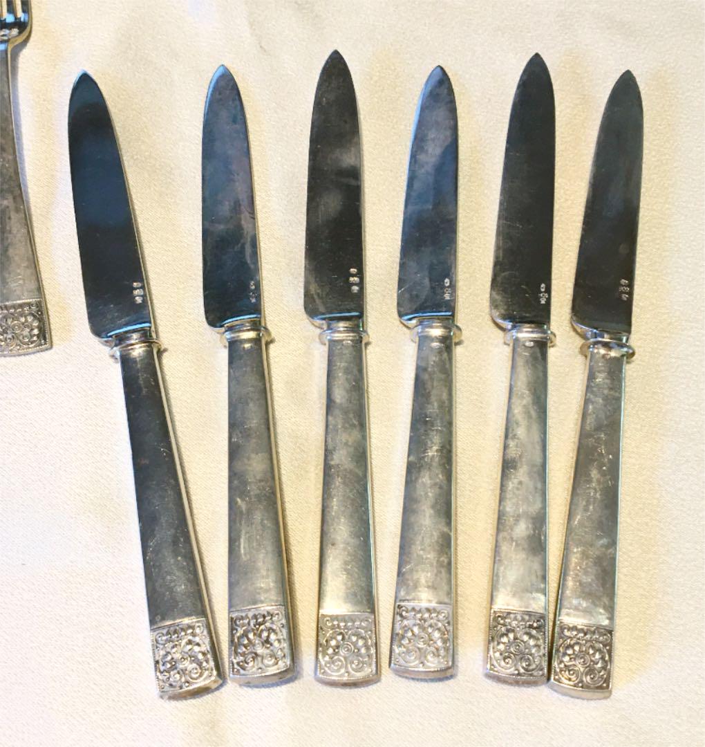 お得100%新品 ドイツ 銀800 カトラリー デザート用スプーンフォークナイフ W17O9-m55953893168 格安大特価