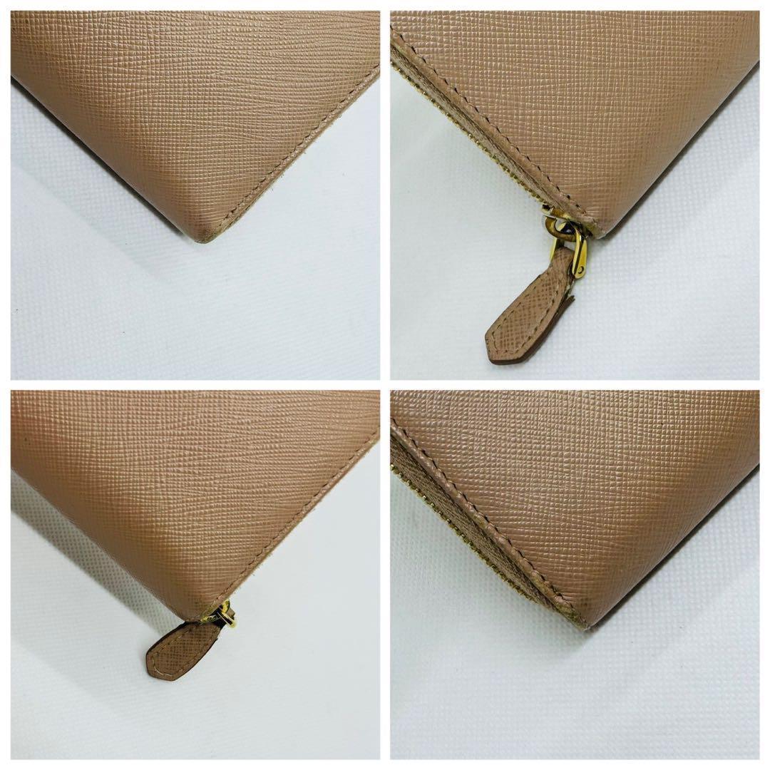 美品 プラダ 長財布 ラウンドジップ サフィアーノレザー ピンクベージュ 美品 プラダ 長財布 ラウンドジップ サフィアーノレザー ピンク