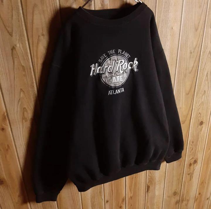 USA製 ハードロックカフェ 刺繍 スウェット トレーナー ブラック M USA製 ハードロックカフェ 刺繍 スウェット トレーナー ブラック M