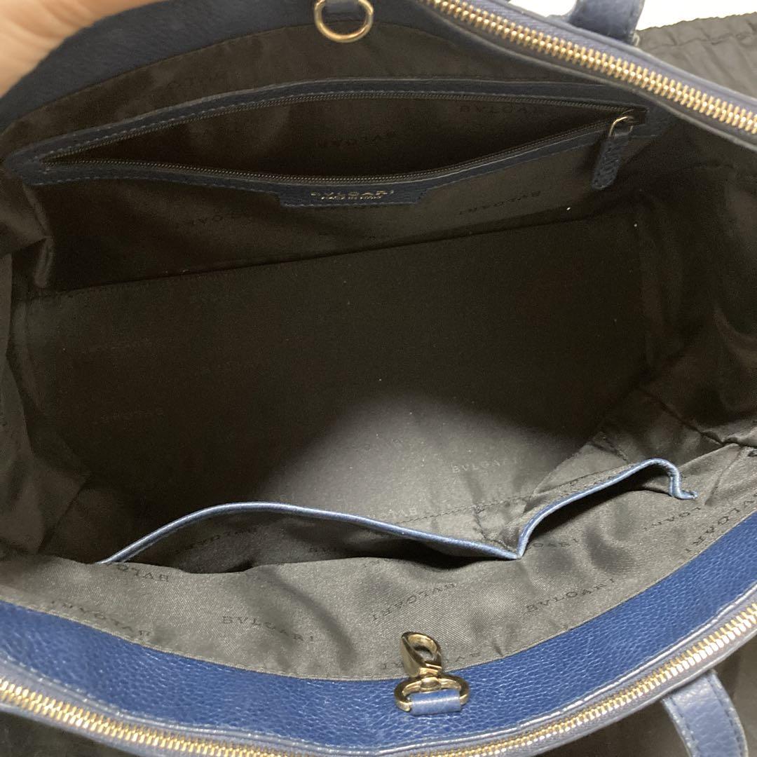 BVLGARI ネイビー トートバッグ 本革