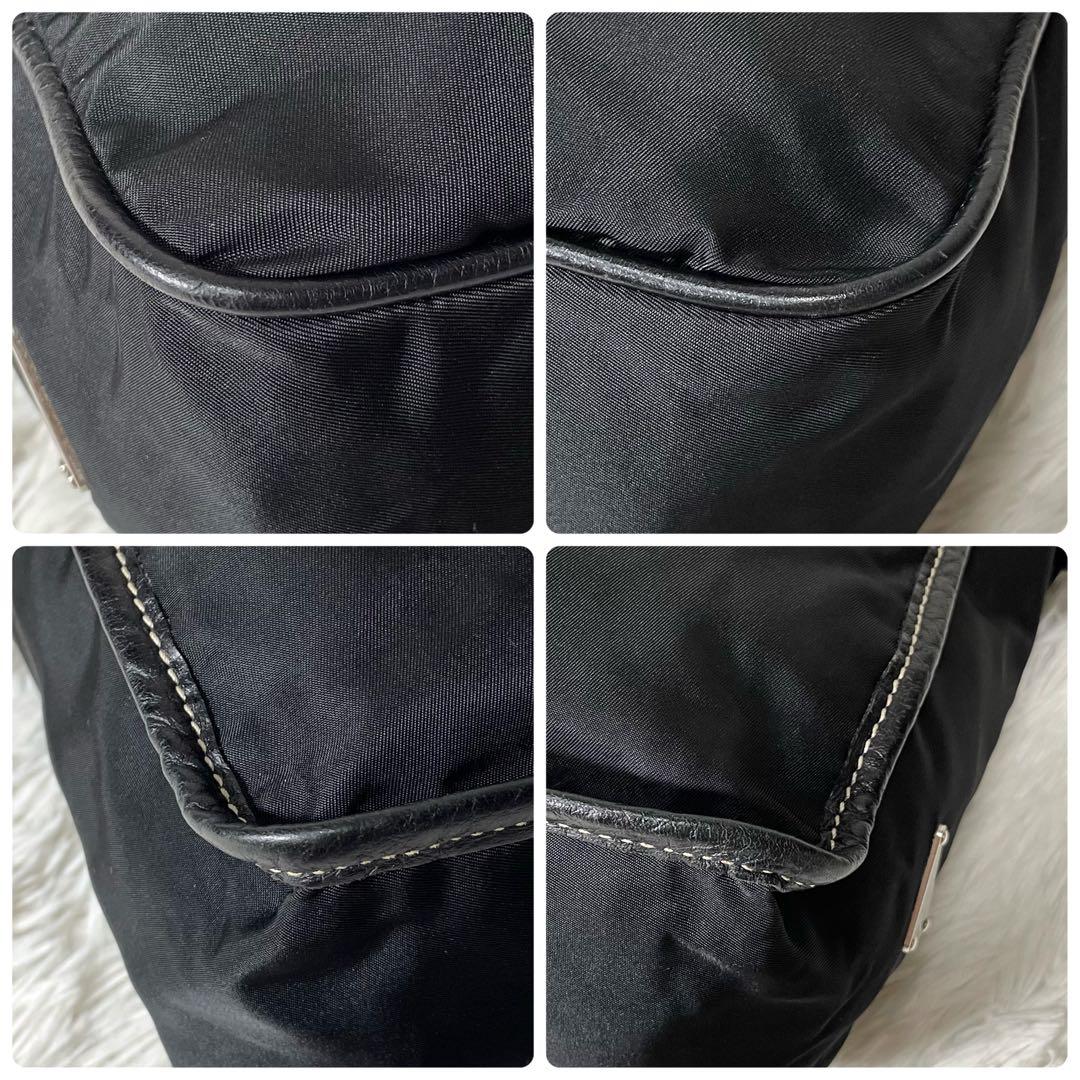 【超極美品】PRADA プラダ　ショルダーバッグ　ナイロン　レザー　ブラック　黒