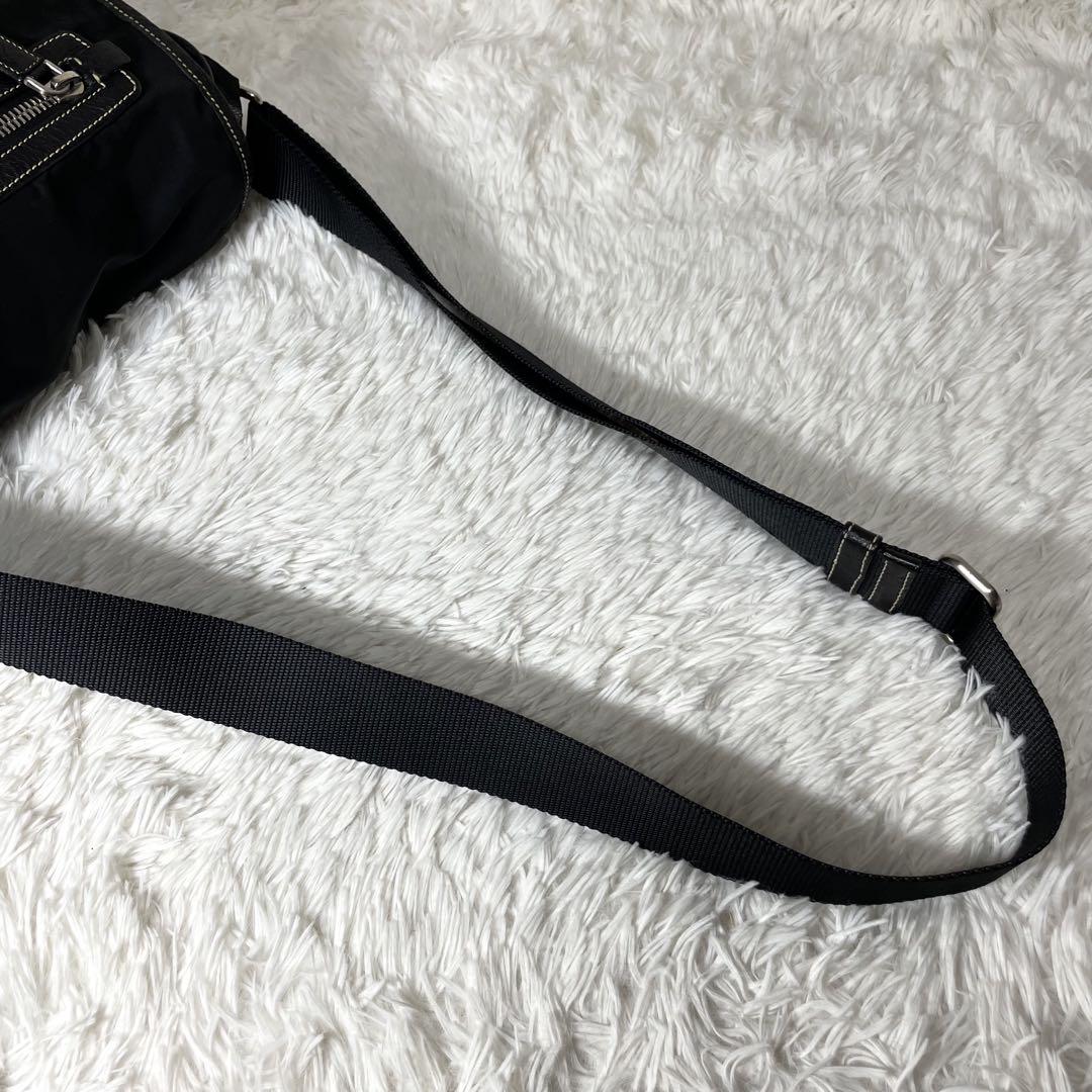 【超極美品】PRADA プラダ　ショルダーバッグ　ナイロン　レザー　ブラック　黒