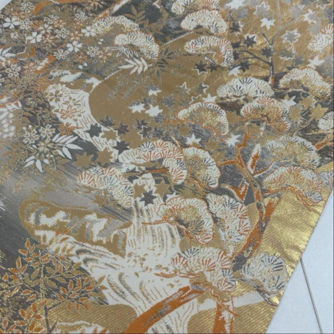 袋帯 金彩織柄 上品な加工 正絹 AO-3039m - メルカリ
