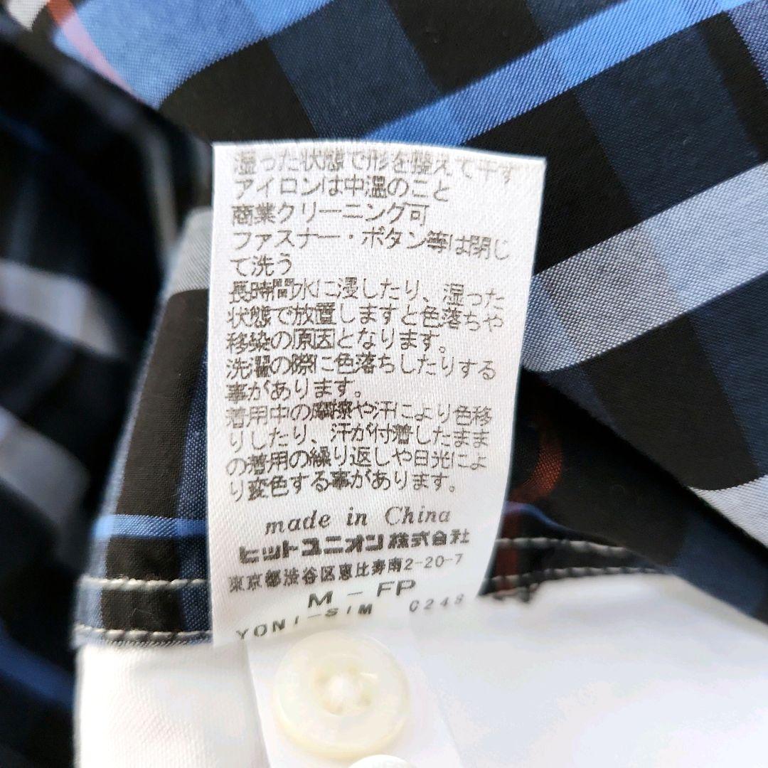 フレッドペリー 長袖シャツ 刺繍ロゴ入り胸ポケット 白 ホワイト 裏チェック M