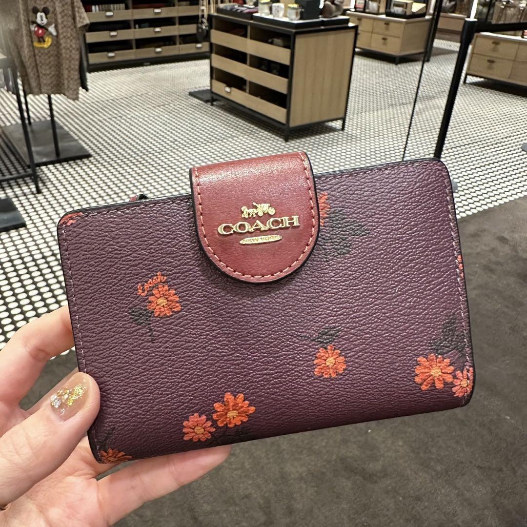 コーチ パープル フラワー ロゴ  フローラル ミディアム財布 財布 新品未使用