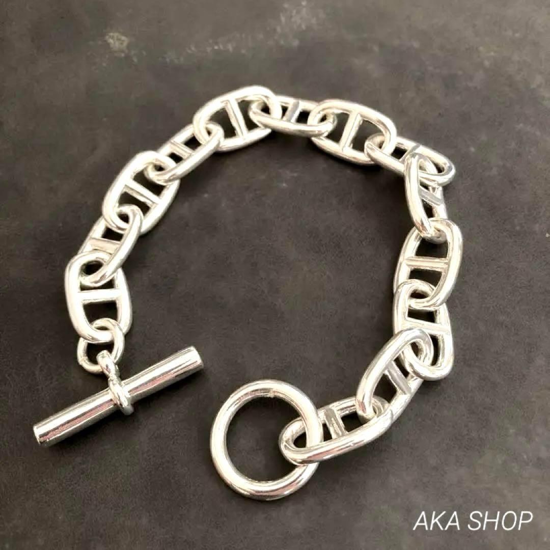 【完売モデル】アンカーチェーン ブレスレット シルバー925 13コマ 再入荷】アンカーチェーンブレスレット シルバー925 ノー