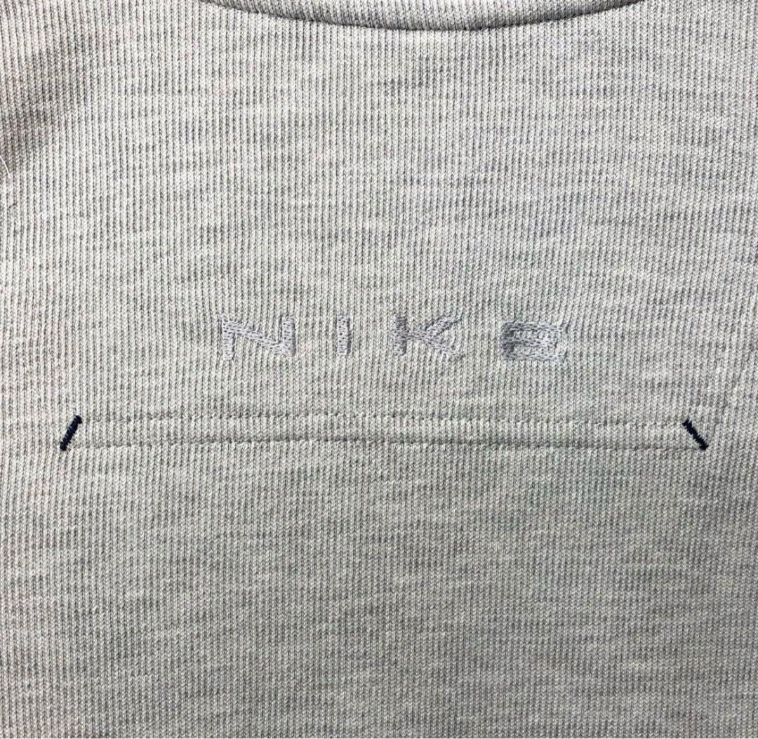 90s ナイキ NIKEハーフジップスウェット XL 刺繍ロゴ グレー