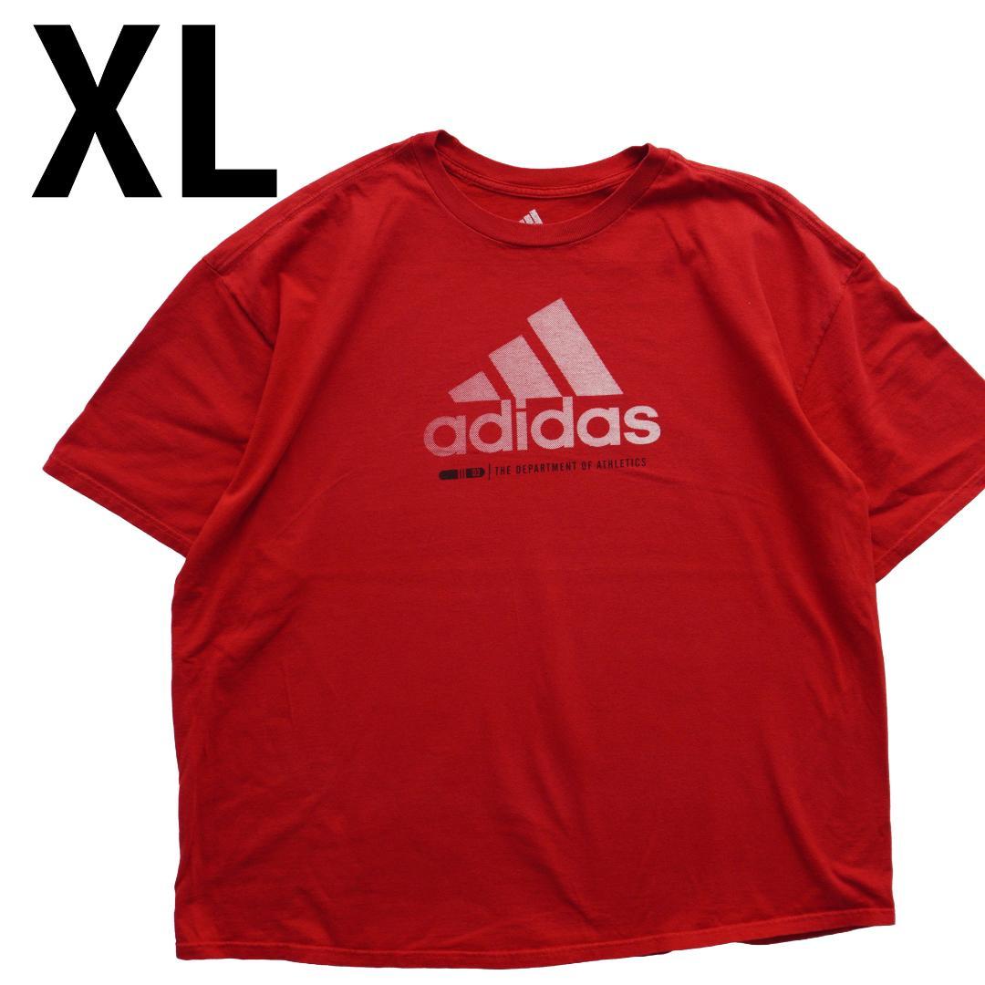 アディダス プリントTシャツ ロゴTシャツ XL 赤 - メルカリ