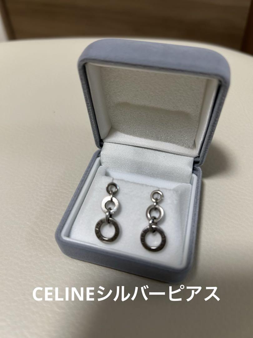 セリーヌ CELINE PARIS フープ ロゴ ピアス シルバー レディース