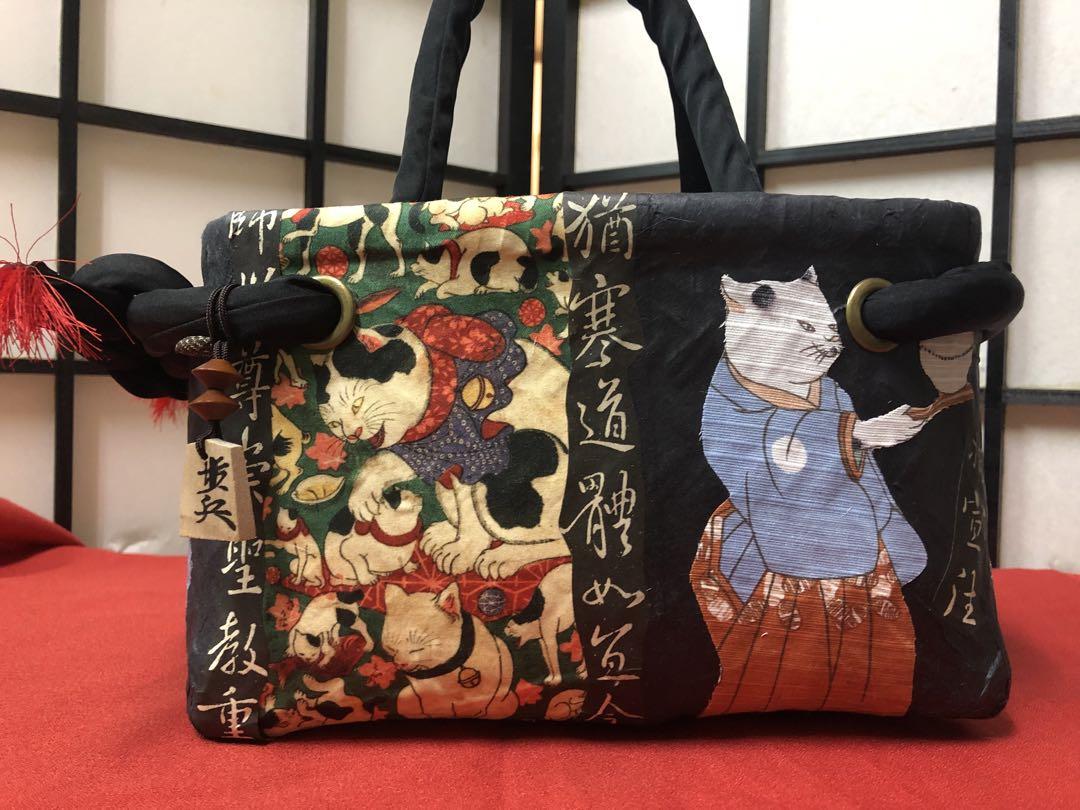 一閑張り　一閑張りバック　歌川国芳　浮世絵　猫　少し小さめ