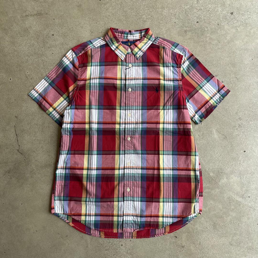 00s Ralph Lauren 半袖BDチェックシャツ 胸ポニー S-M程度
