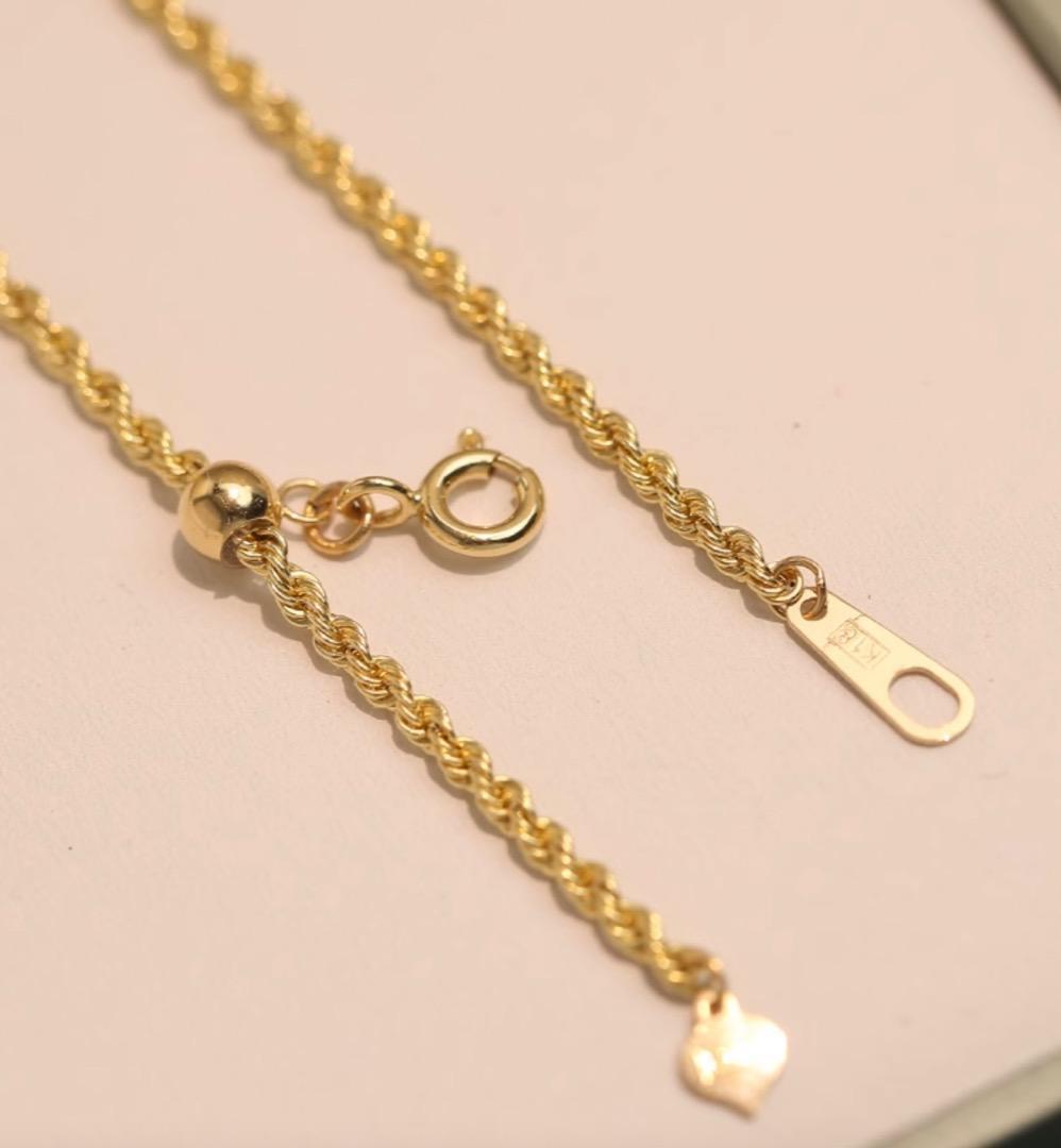 K18YG イエローゴールド 18K ねじり ロープチェーン 綱 ブレスレット
