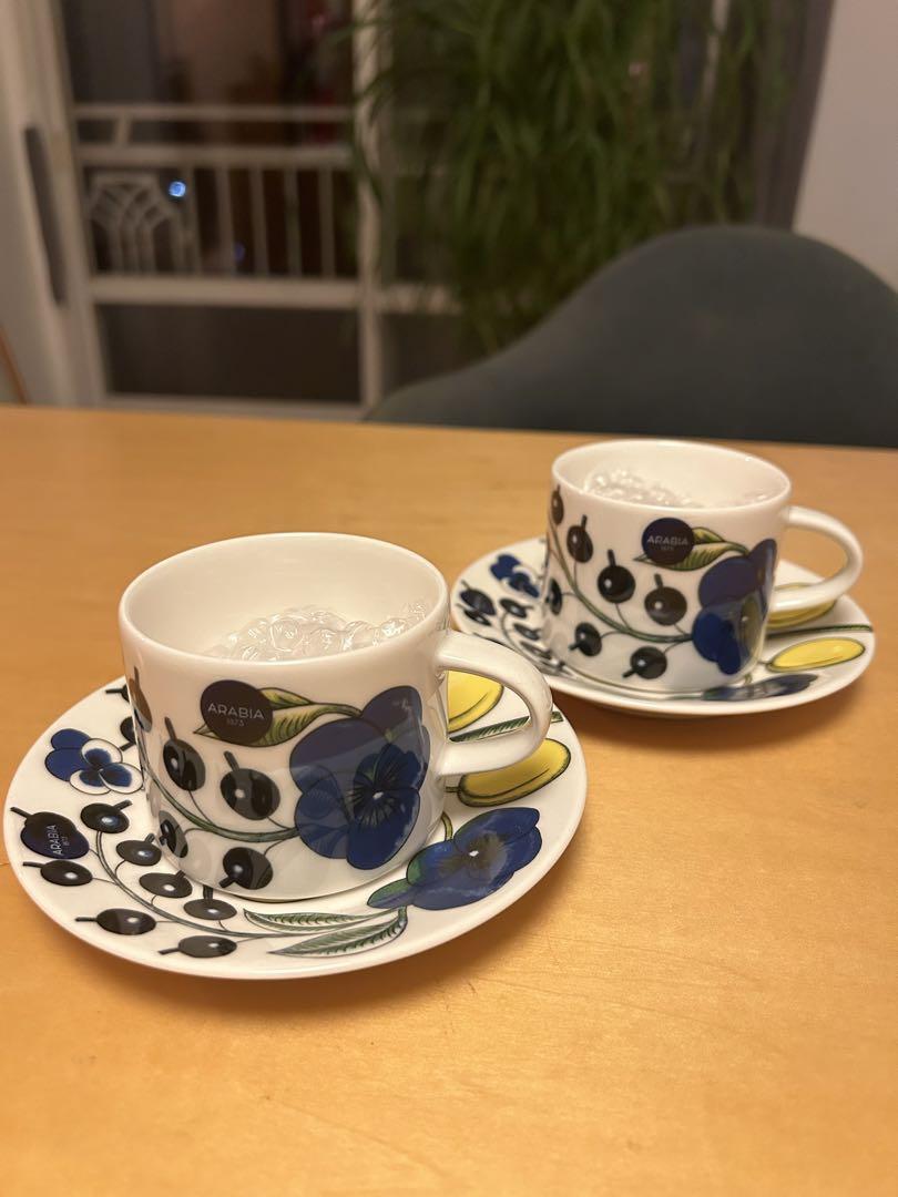 【新品未使用]ARABIAパラティッシ コーヒーカップ&ソーサー 4個(バラ可)