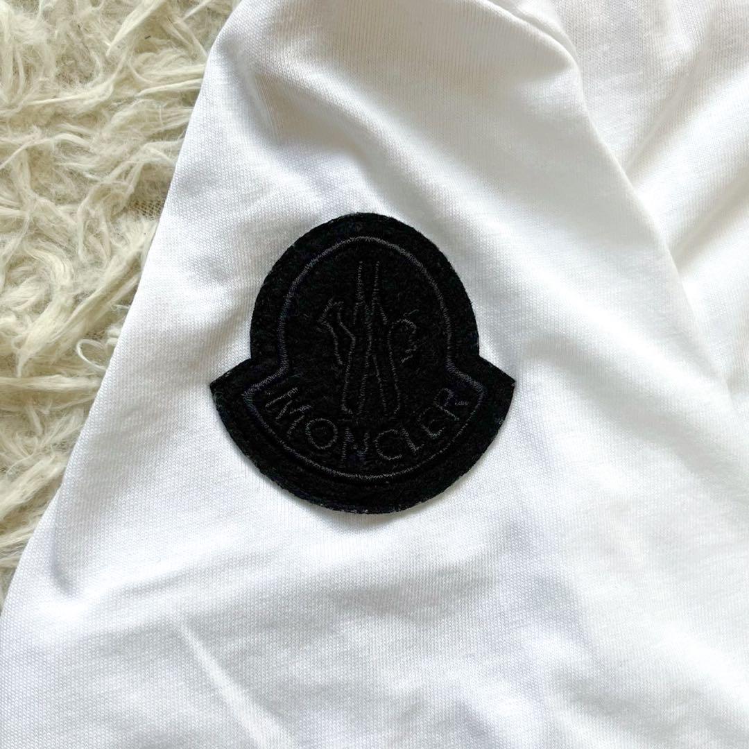 【美品】モンクレール Tシャツ フェルト ロゴ マグリア ホワイト 半袖 XS