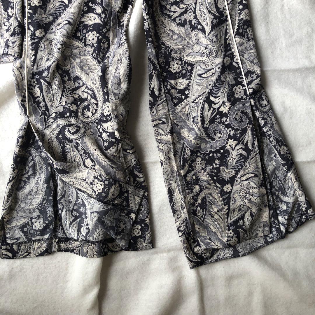 link パンツセットアップ 花柄 フレアパンツ 涼しい