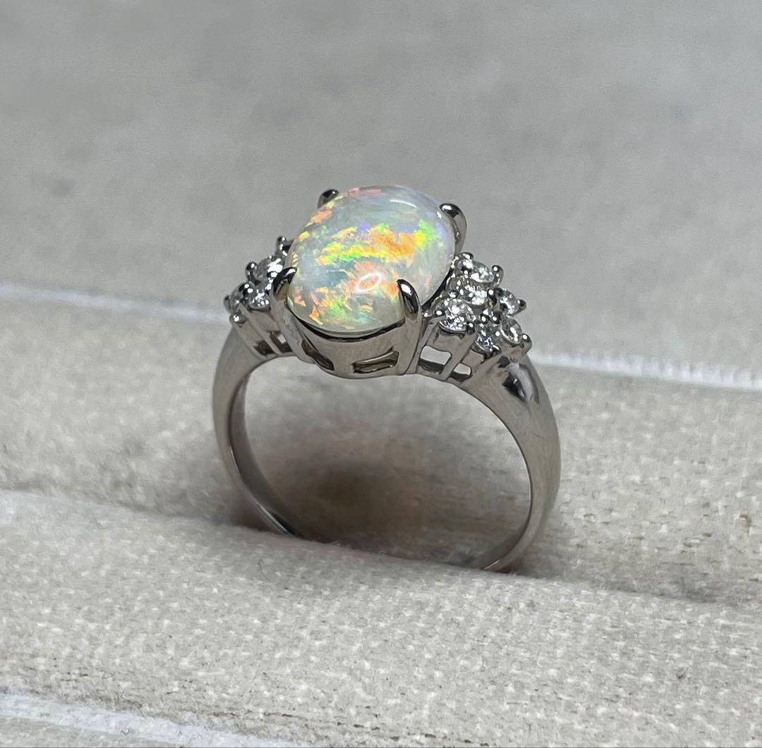 専用JD221★高級 ホワイトオパール2.48ct ダイヤ リング 鑑付