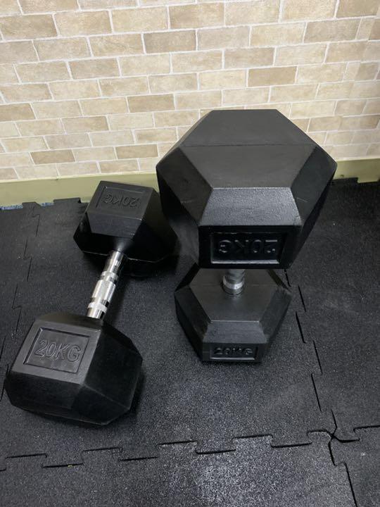 ラバーヘックス  ダンベル　20kg 2個