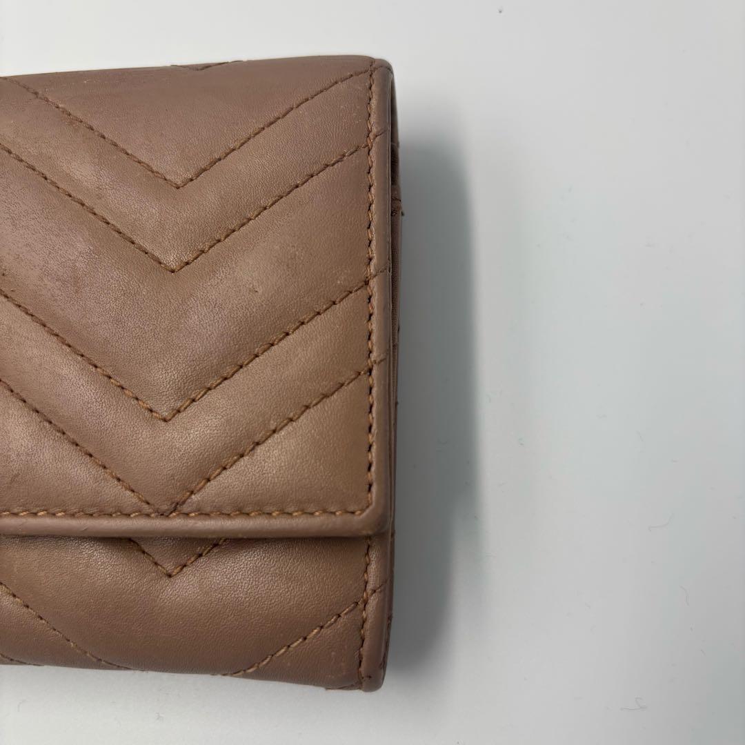 GUCCI 長財布　二つ折り　GG マーモント　キルティング　ピンク　ベージュ