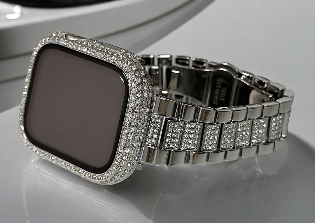 s☆Apple Watchステンレスバンド　ジュエルベルト　キラキラ保護カバー