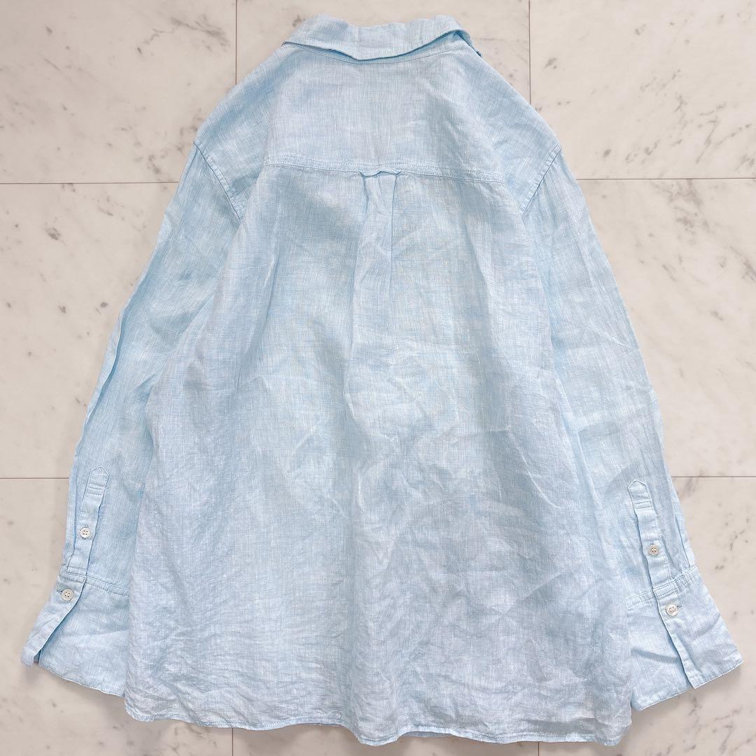 美品✨23区 リベコ リネンスキッパーシャツ ブルー リネンシャツ