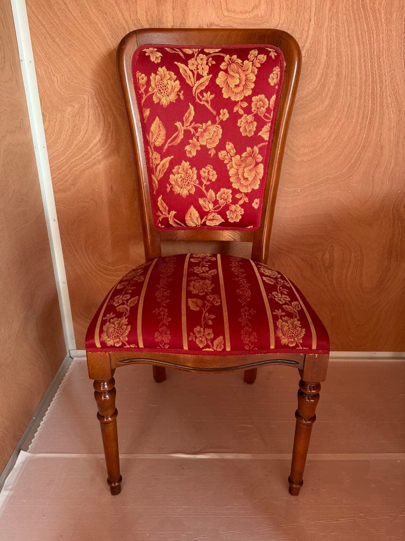 イタリア ダイニングチェア フラワーレッド 猫脚④ イタリア ダイニングチェア フラワーレッド 猫脚④