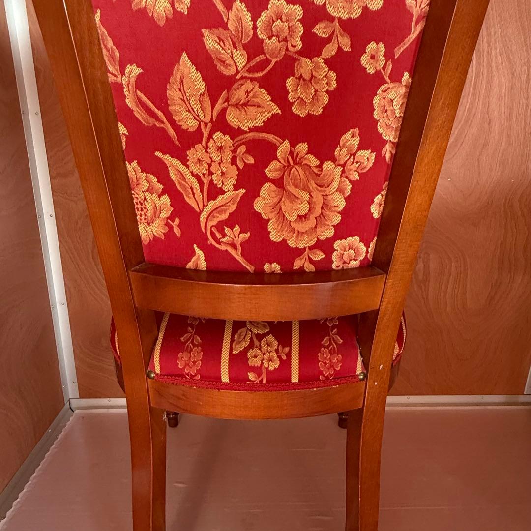 イタリア ダイニングチェア フラワーレッド 猫脚④ イタリア ダイニングチェア フラワーレッド 猫脚④