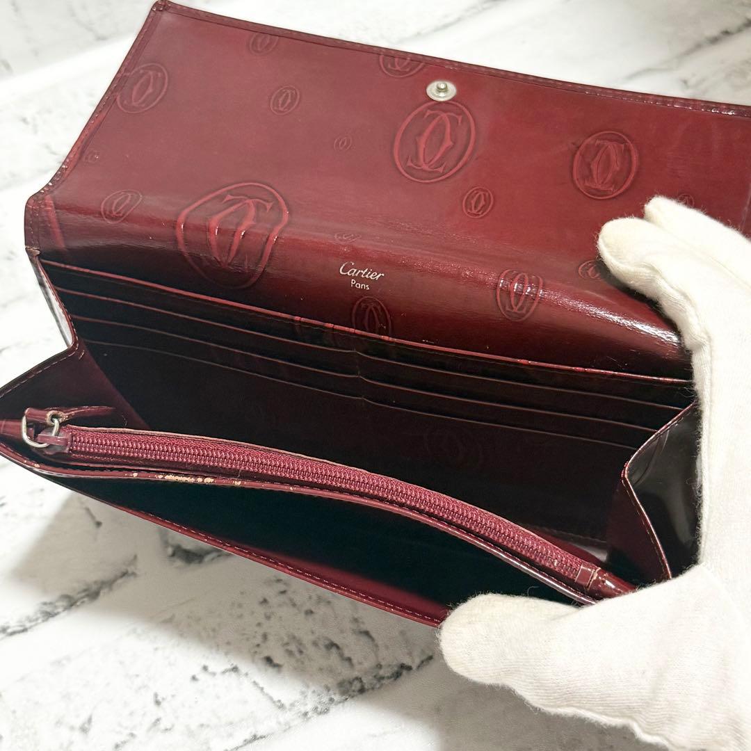 人気✨カルティエ　ハッピーバースデー　長財布　マストライン　ボルドー