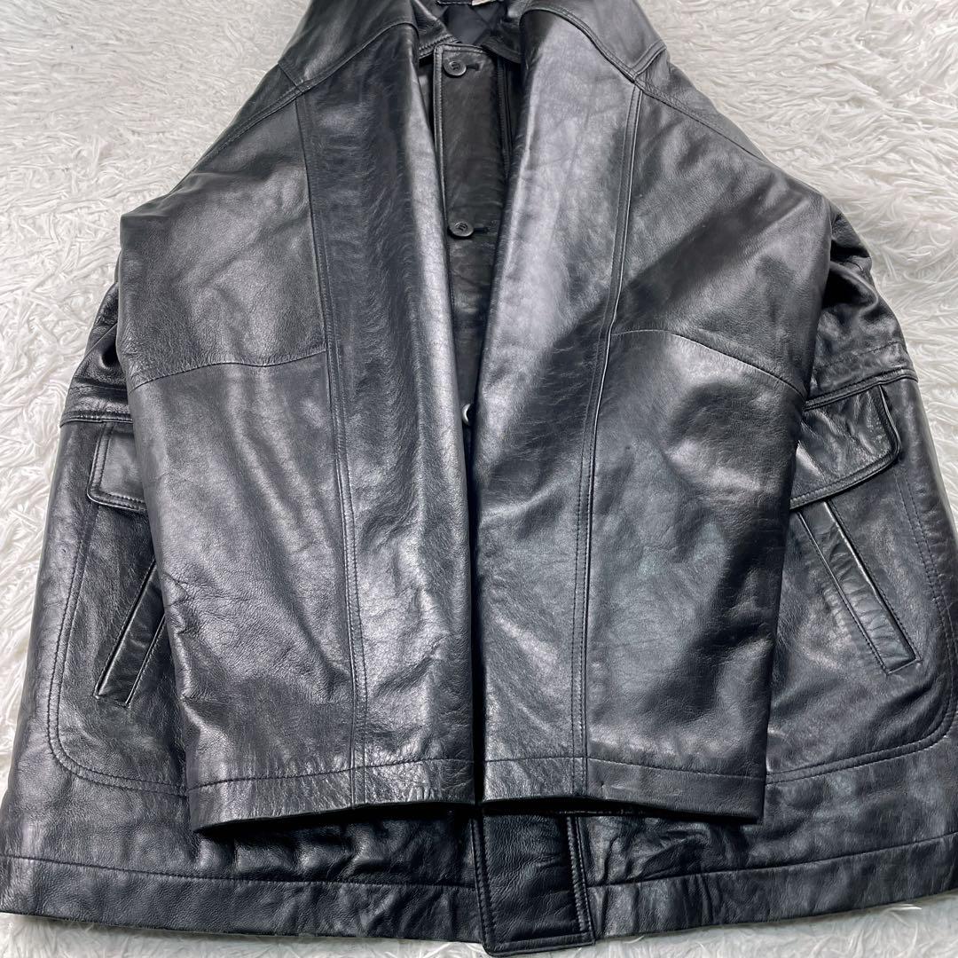 【極美品】LL ヴィンテージレザージャケット 羊革 ラムスキン ブラック ミドル