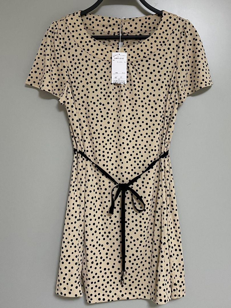 新品 courrèges クレージュ 半袖チュニック ドット柄 ベージュ