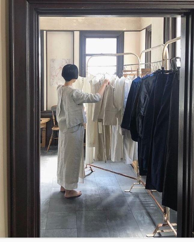 山中とみこさんの前ポケットパンツ2号縫った : *青空食堂*