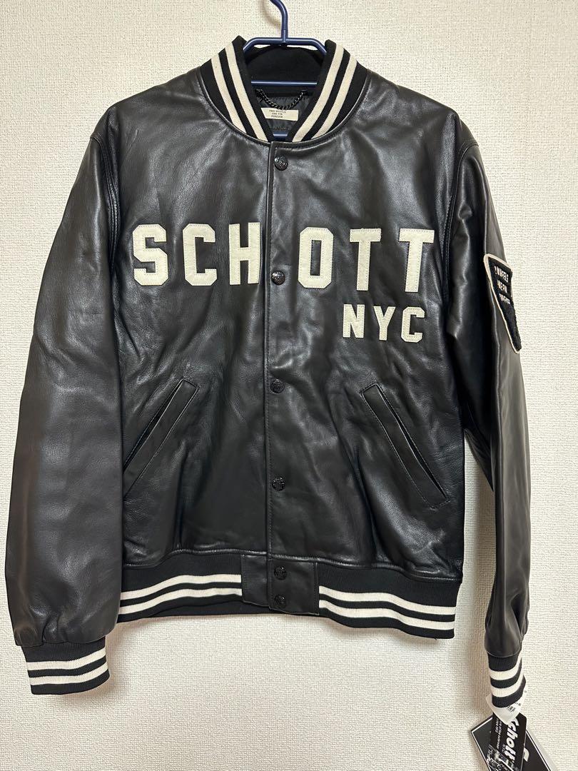 Schott ショット　スタジャン　ヴァーシティー　XL ブラック