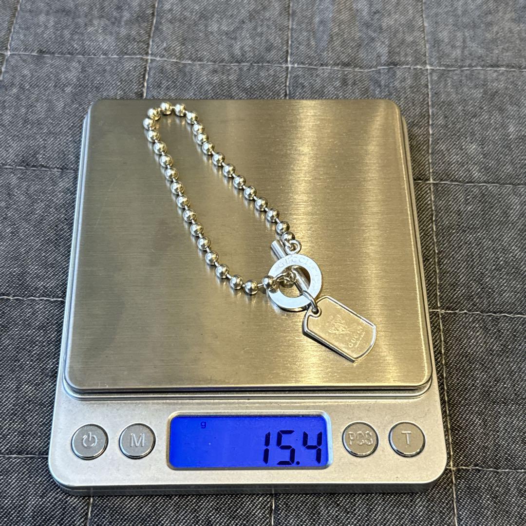 GUCCI グッチ シルバー925 ロゴドッグタグ ボールチェーン ブレスレット