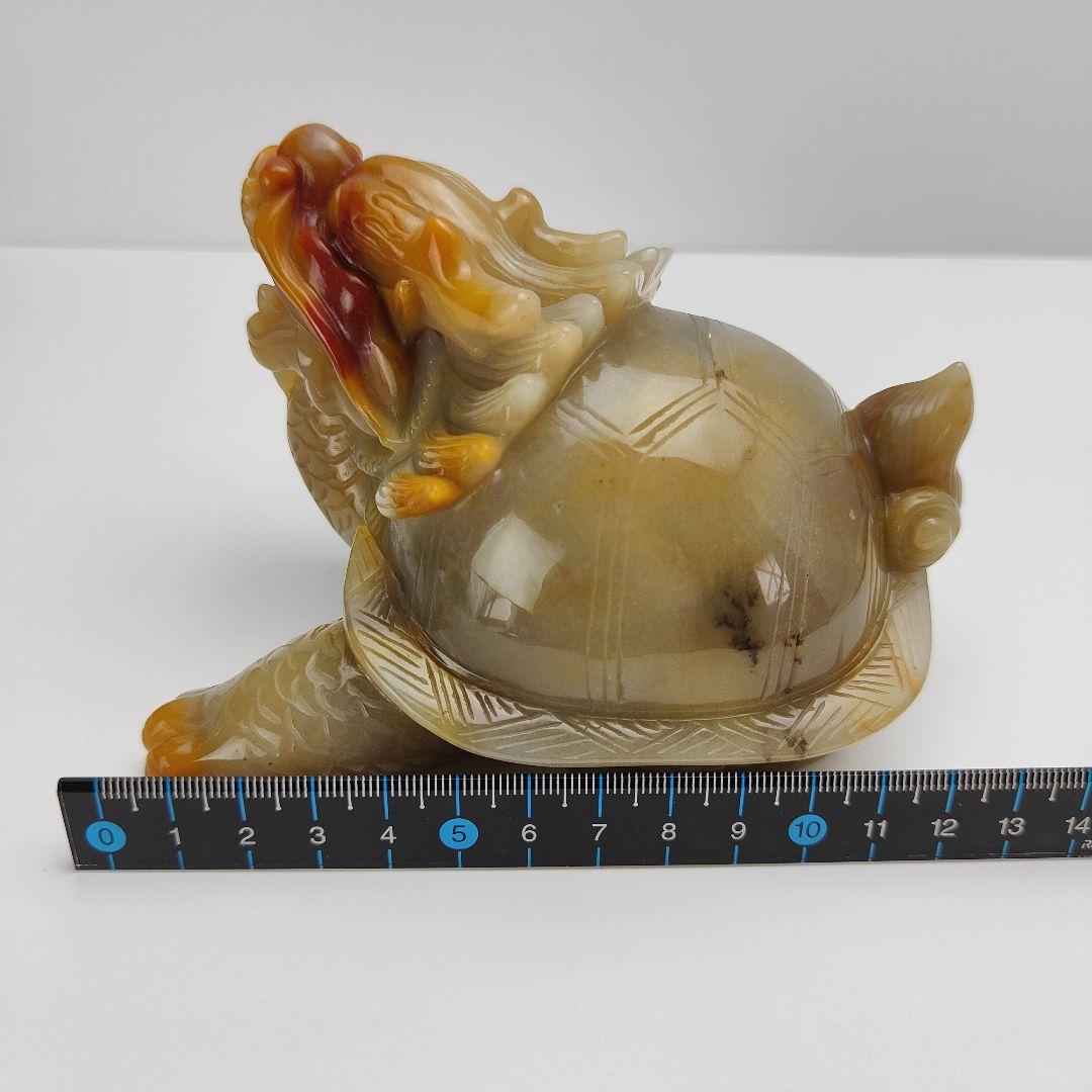 3 三彩玉で作った龍亀 ロングイ 玉 天然石 龍 亀 金運 開運 動物 置物