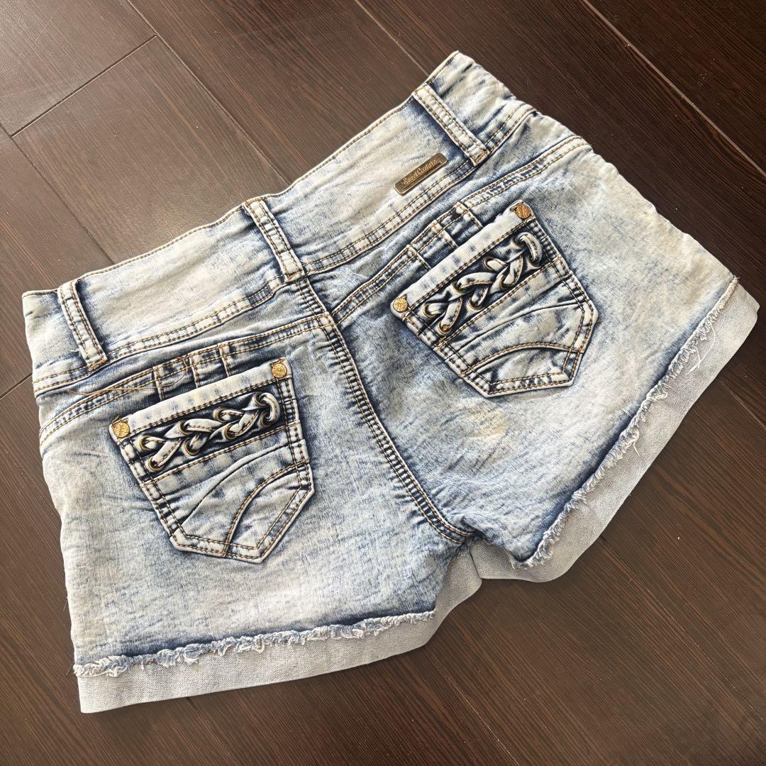 スタッズ　ショートデニム　ミニ　y2k 海外ガール　90s ヴィンテージ