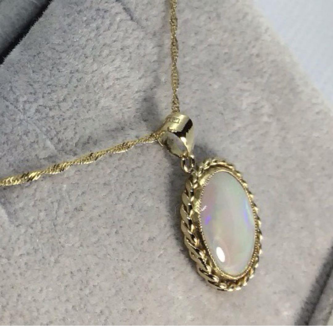 超特価セール開催！！ ⭐️祭⭐️K18 浮かび上がる幻想的な優しい遊色 オパールネックレス アクセサリー