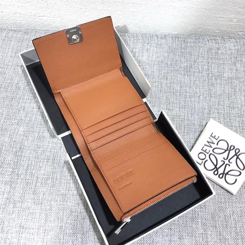 オレンジ レザー 三つ折り財布