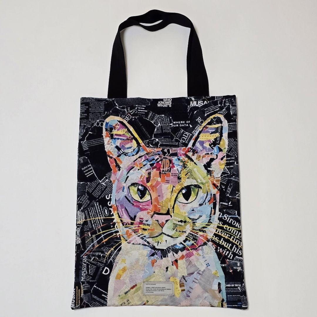 美品 HIPPIE STUDIO トートバッグ ネコ 鮮やか マルチカラー 美品 HIPPIE STUDIO トートバッグ ネコ 鮮やか マルチカラー