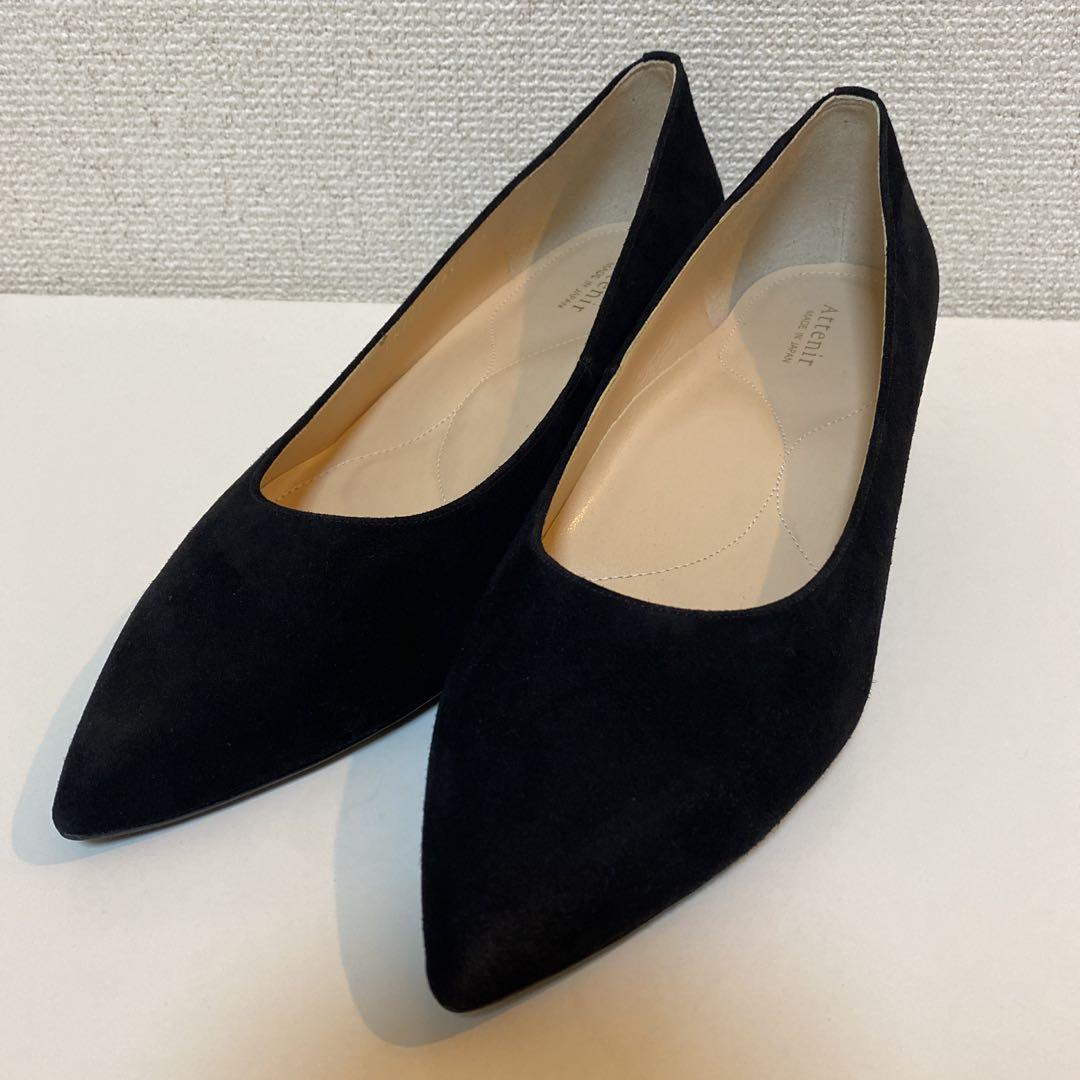 attenir スエード パンプス ブラック 25cm