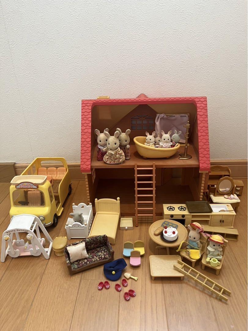 シルバニアファミリー 2階建ての家と家具、 幼稚園セット
