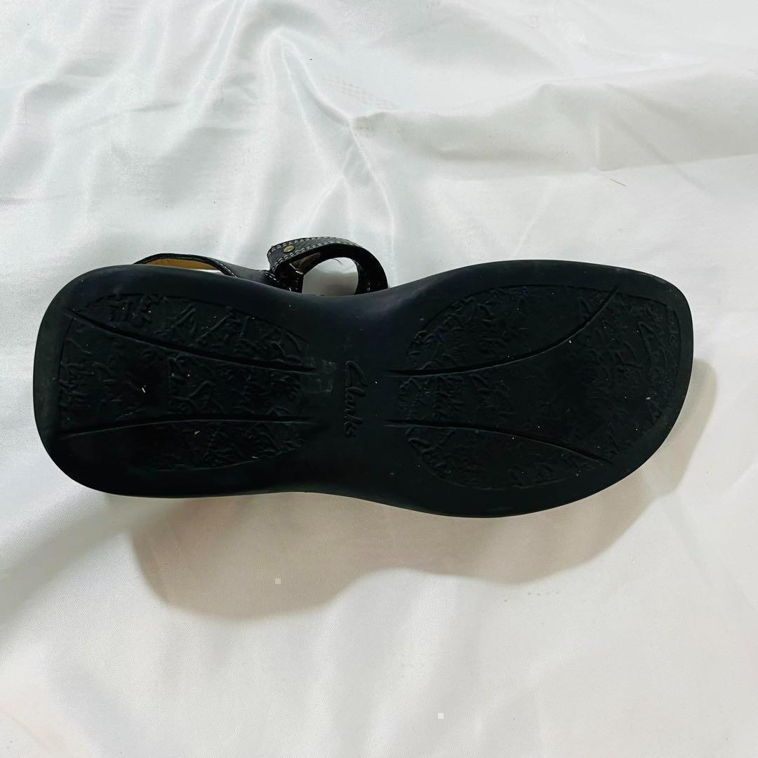 Clarks クラークス 革 サンダル 黒 37cm 23.5cm 箱付き