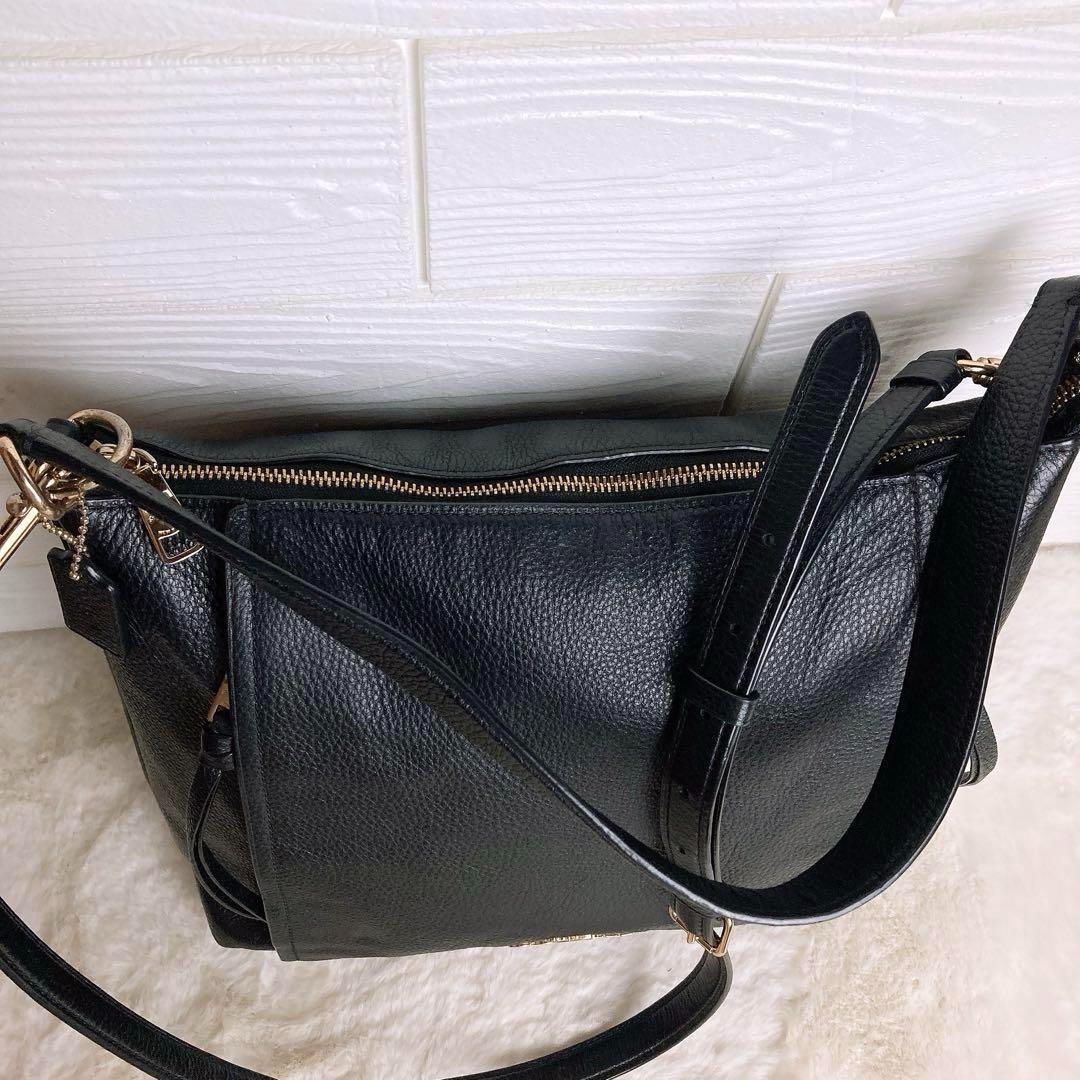 美品☆COACHコーチ 2wayショルダーバッグ ブラック レザー 大