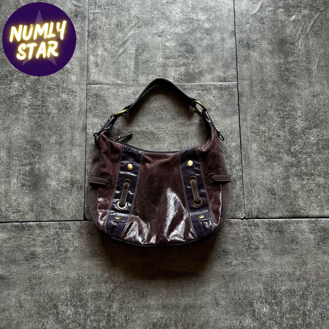 archive grunge leather shoulder bag y2k