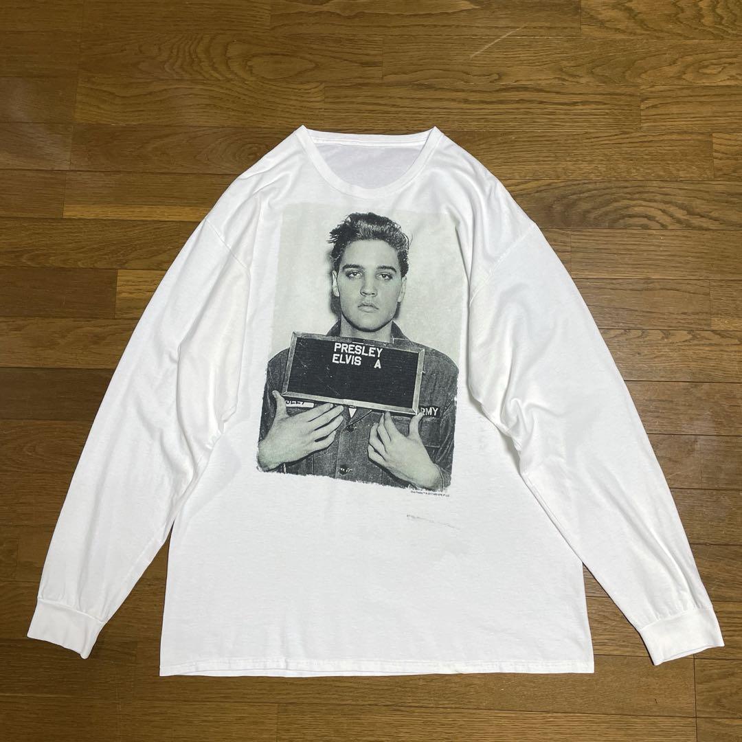 Elvis Presley フォトプリント ロンT 白 逮捕 エルビスプレスリー