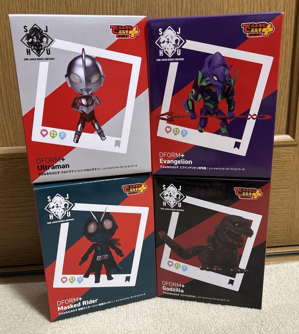 でふぉるむぷらす DFORM+ エヴァンゲリオン & ゴジラ 5体セット ゴジラ、エヴァ、ウルトラマン、仮面ライダーのデフォルメ可動