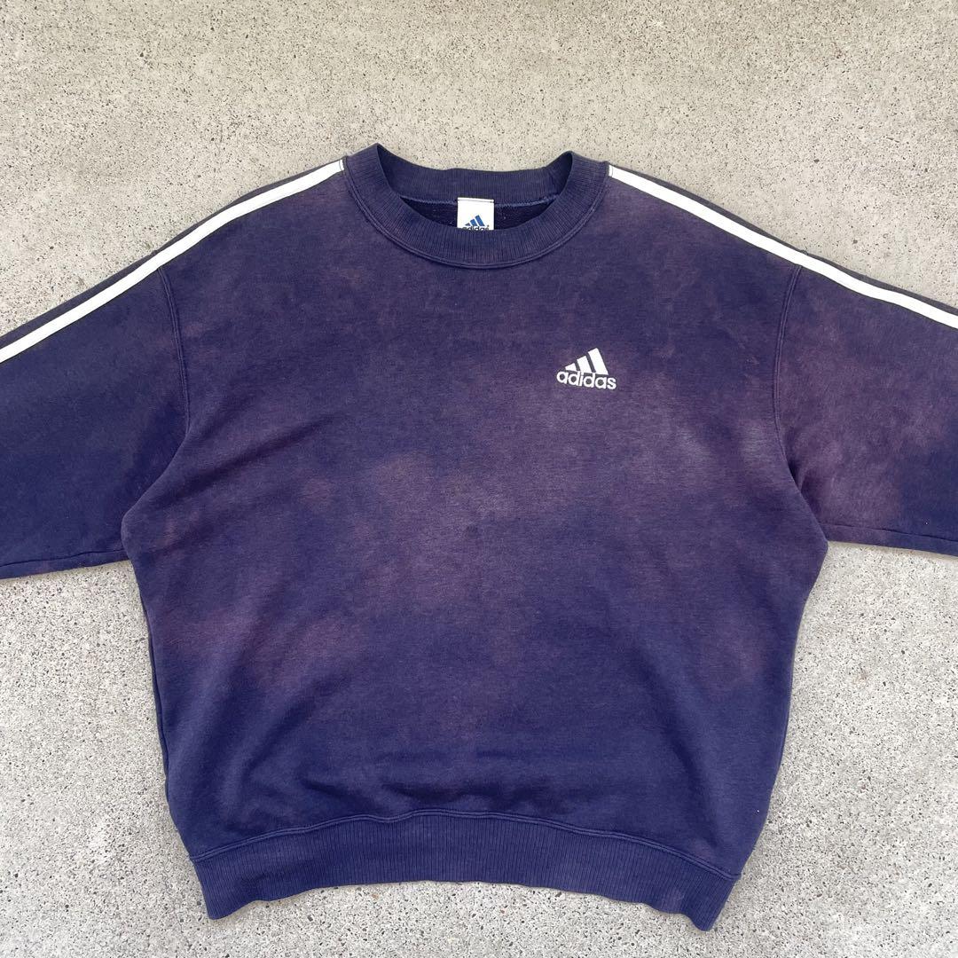 今週のおすすめ製品 90s adidas サンフェード 短丈 茄子紺 スウェット グランジ トップス